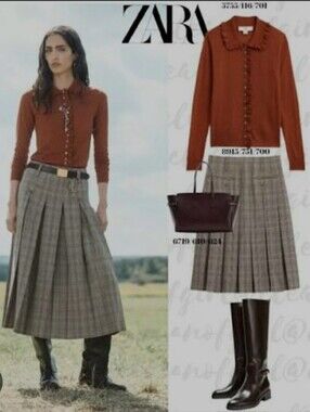 ZARA LIMITED EDITION PLAID BOX PLEAT SKIRT 🧡🧡🧡